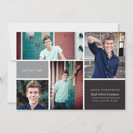 Faire-part couleur bloc photo Grad (Devant)