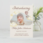 Faire-part Couleur d'eau douce Nuages Photo Adoption (Debout devant)