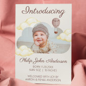 Faire-part Couleur d'eau douce Nuages Photo Naissance du bébé