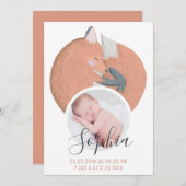 Faire-part Couleur d'eau Renard d'automne Nouveau-né Photo de (Devant / Derrière)