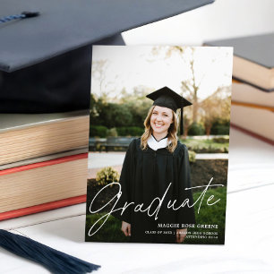 Faire-part Couleur personnalisée Script moderne Blanc Photo G