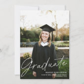 Faire-part Couleur personnalisée Script moderne Blanc Photo G (Devant)