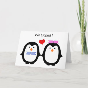 Faire-part Couple de pingouin mâle femelle élopée