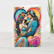 Couple hippie Valentine en Embraye