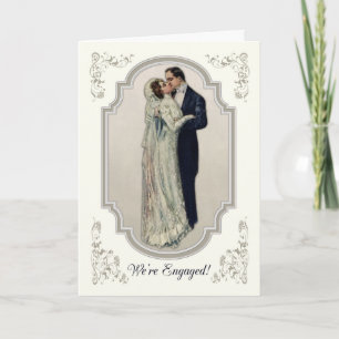 Faire-part Couple victorien en tenue de mariage fiançailles