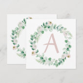 Faire-part Couronne de pivoine printanière avec lettre person (Devant / Derrière)