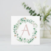 Faire-part Couronne de pivoine printanière avec lettre person (Debout devant)