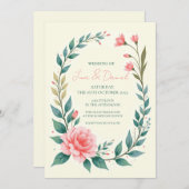 Faire-Part Couronne Florale Délicate (Devant / Derrière)