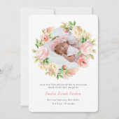 Faire-part Couronne rose de lavande | Elégante naissance flor (Devant)