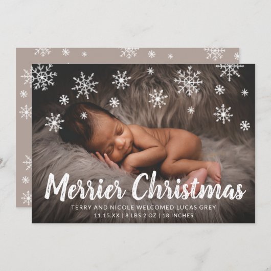 Faire-part Couteaux de neige mignons Photo Fête Naissance (Devant / Derrière)