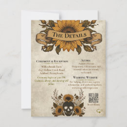 Faire-part Crâne de Tournesol Gothique Automne Halloween Vint