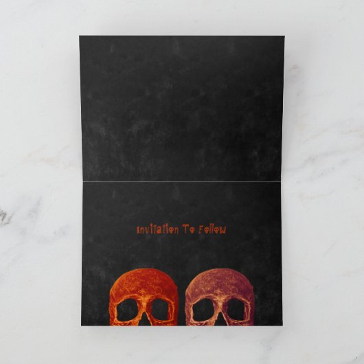 Faire-part Crâne gothique Orange Noir Halloween Enregistrer l (Intérieur)