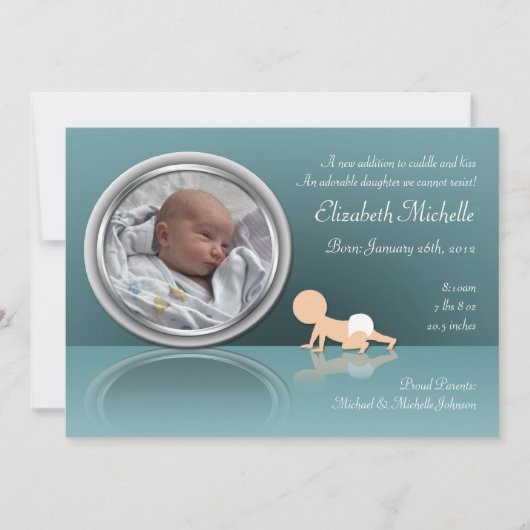Faire-part Crawling Baby Reflection Annonces de naissance (Devant)