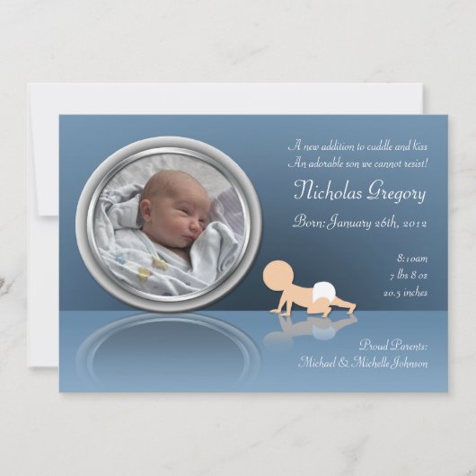 Faire-part Crawling Baby Reflection Annonces de naissance (Devant)