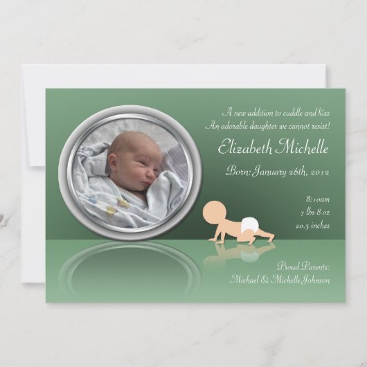 Faire-part Crawling Baby Reflection Annonces de naissance (Devant)