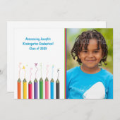 Faire-part Crayons colorés Jeune Texte Grad Photo (Devant / Derrière)