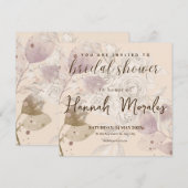 Faire-part Crème Brown Floral Elegance Fête des mariées (Devant / Derrière)