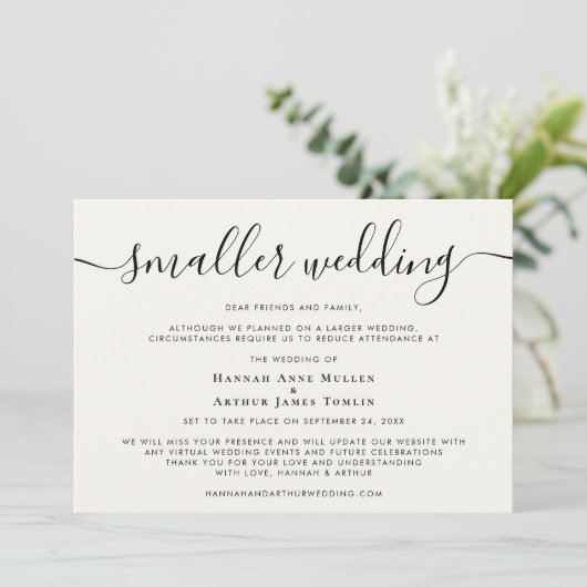 Faire-part Crème de script Mariage de taille réduite (Debout devant)