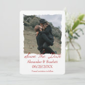 Faire-part Crimson Jagged Frame Photo Enregistrer La Date (Debout devant)