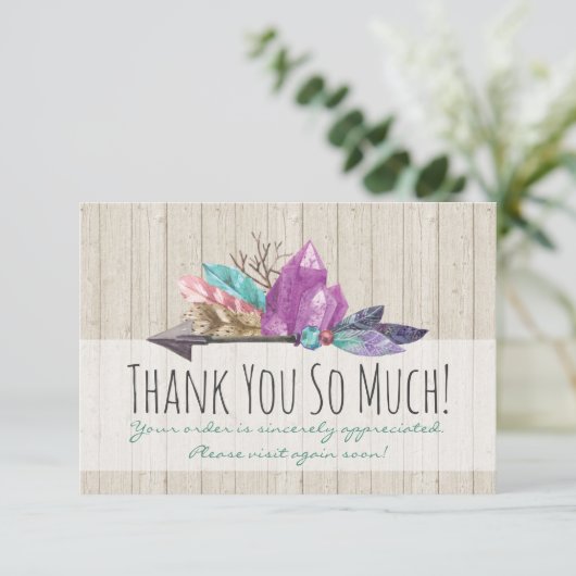 Faire-part Cristaux bohémiens rustiques & Arrow Aquarelle Boi (Debout devant)