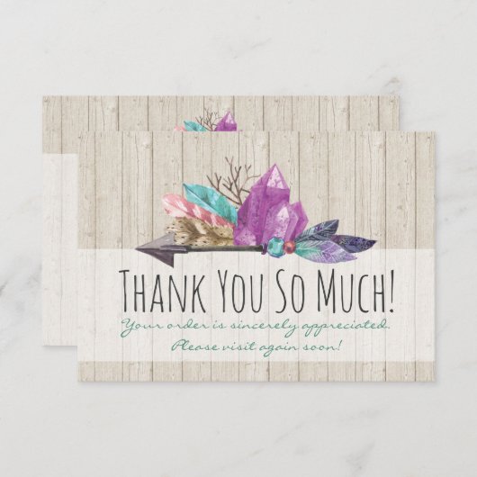 Faire-part Cristaux bohémiens rustiques & Arrow Aquarelle Boi (Devant / Derrière)