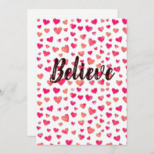 Faire-part Croire Typographie Aquarelle Coeurs Art Annonce