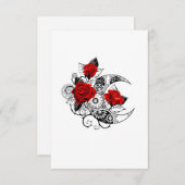 Faire-part Croissant mécanique avec roses rouges (Devant / Derrière)