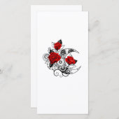 Faire-part Croissant mécanique avec roses rouges (Devant / Derrière)