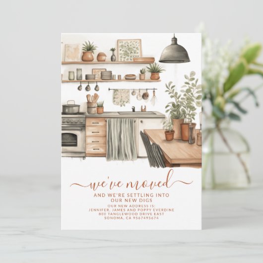 Faire-part Cuisine d'aquarelle confortable Nouvelle adresse D (Debout devant)