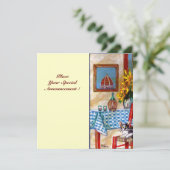 Faire-part CUISINE ITALIENNE À FLORENCE, Bleu Rouge (Debout devant)