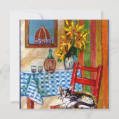 Faire-part CUISINE ITALIENNE À FLORENCE, Bleu Rouge (Dos)