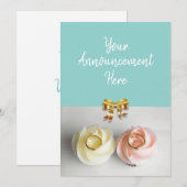 Faire-part Cupcakes de mariage surmontés de alliances (Devant / Derrière)