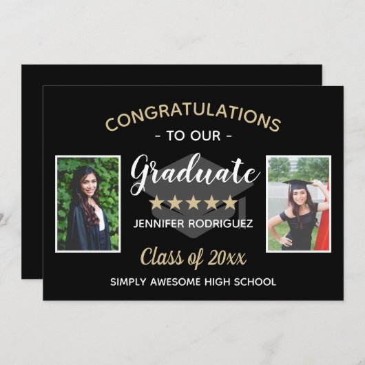 Faire-part Custom 2 Photo Félicitations aux diplômés (Devant / Derrière)