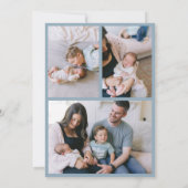 Faire-part Custom Dusty Blue Bow Wavy Boho Collage bébé naiss (Dos)