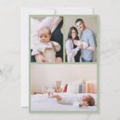 Faire-part Custom Sage Green Bow Wavy Boho Collage bébé naiss (Dos)