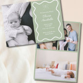 Faire-part Custom Sage Green Bow Wavy Boho Collage bébé naiss