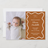 Faire-part Custom Terracotta Bow Wavy Boho Collage bébé naiss (Devant)