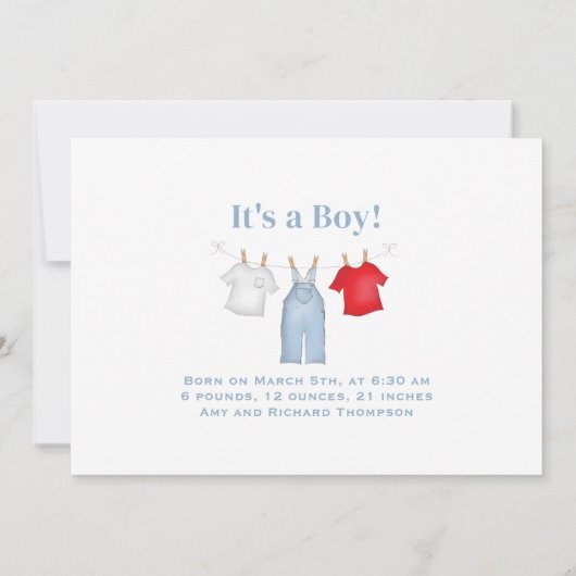 Faire-part Cute Baby Boy Photo Personnalisée (Dos)