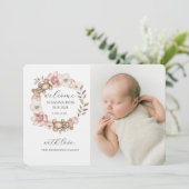 Faire-part Cute Baby Photo Teddy Bear Wreath Birth (Debout devant)