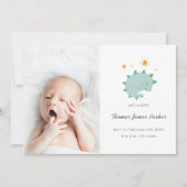 Faire-part Cute Blue Dinosaur Garçon Photo bébé naissance (Devant)