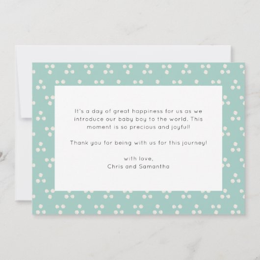 Faire-part Cute Blue Dinosaur Garçon Photo bébé naissance (Dos)