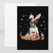 Faire-part Cute Boston Terrier Jour de Pâques Oeufs de lapin  (Devant / Derrière)