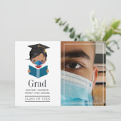 Faire-part Cute Covid-19 Boy Graduation Photo (Debout devant)