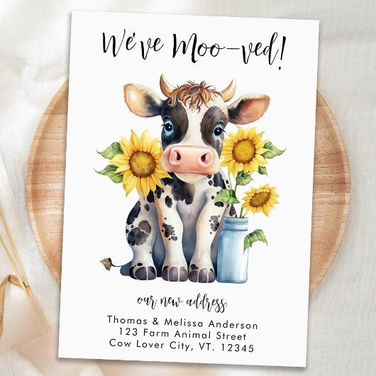 Faire-part Cute Cow Funny Nous avons Moo-ved Nouvelle adresse