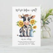 Faire-part Cute Cow Funny Nous avons Moo-ved Nouvelle adresse (Debout devant)