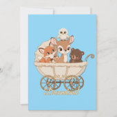 Faire-part Cute Dreamland Bois Animaux | Renard de bébé, cerf (Devant)