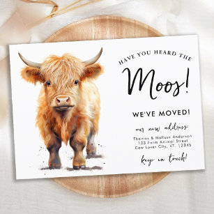 Faire-part Cute Highland Cow Nous avons déménagé Nouvelle Adr