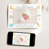 Faire-part Cute In the Nuds Rainbow & Stars Photo Naissance