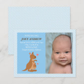 Faire-part Cute Kangaroo Joey Baby Photo Annonces de naissanc (Devant / Derrière)