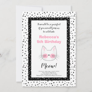 Faire-part Cute Kitty Cat 5e anniversaire fête Retro Invitati